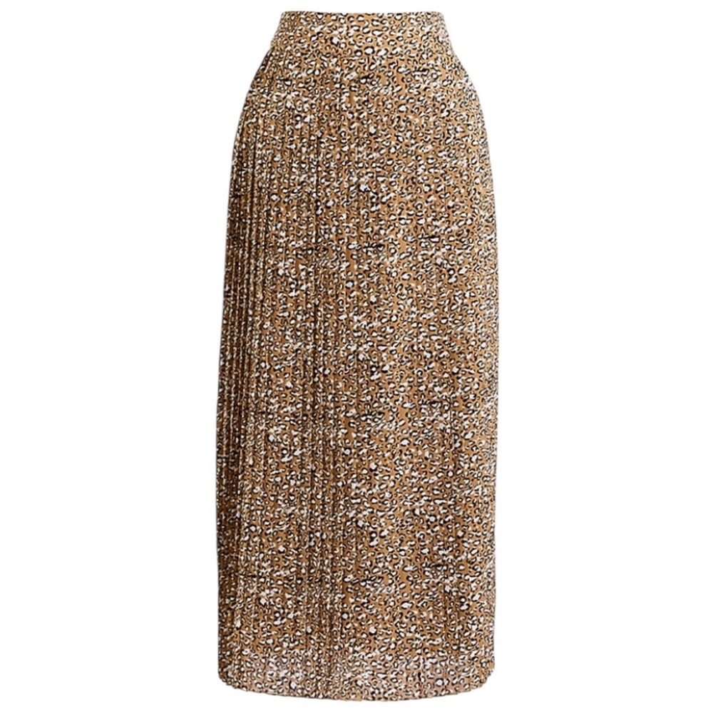 Size 18 EUC J. Crew Factory Leopard Print Pleated Lined Midi Skirt - Picture 7 of 15